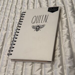 NWT Rae Dunn White 6”x9” Spiral Notebook with Queen Bee Design